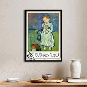 Girl with dove, Picasso stamp print, Poster