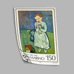 Girl with dove, Picasso stamp print, Poster