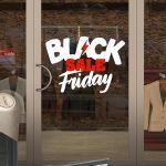 Αυτοκόλλητο εκπτώσεων βιτρίνας Black Friday art II, κοπτικό