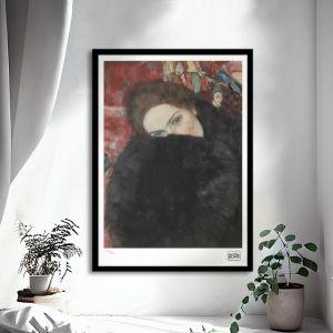 Lady with a muff (lithograph), Klimt, αφίσα, κάδρο