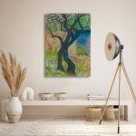 Canvas print River bank with blue tree, O. Mueller