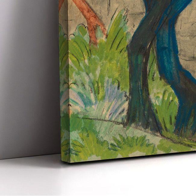 Canvas print River bank with blue tree, O. Mueller