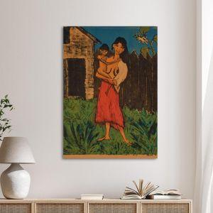Canvas print Standing woman with a child, O. Mueller