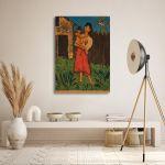 Canvas print Standing woman with a child, O. Mueller