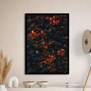 Poster Orange green leaves