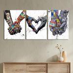 Canvas print Love in the graffiti years 3 panels