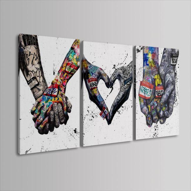 Canvas print Love in the graffiti years 3 panels