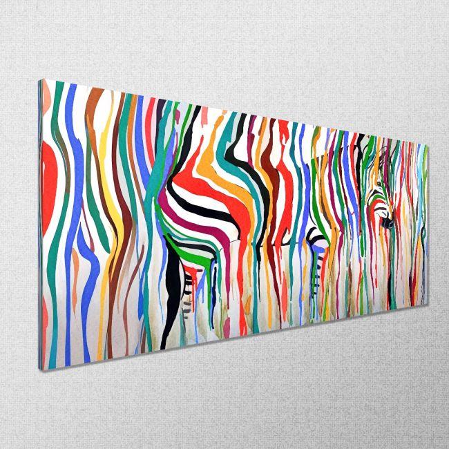 Canvas print Rainbow zebra, panoramic
