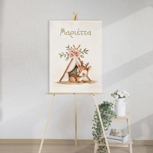 Canvas print baptism, Deer tee pee