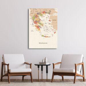 Canvas print  Greece map textured vintage Greek names Framed canvas View 1 2