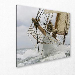 Πίνακας σε καμβά καράβι σε κύματα Breaking the waves Καμβάς τελαρωμένος Όψη 1 2