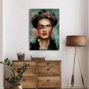 Πίνακας σε καμβά Frida on green Καμβάς τελαρωμένος Όψη 1 2