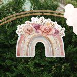 Ουράνιο τόξο watercolor roses, ξύλινο εκτυπωμένο