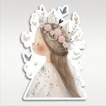 Cute Fairy Princess with flower crown, figure printed