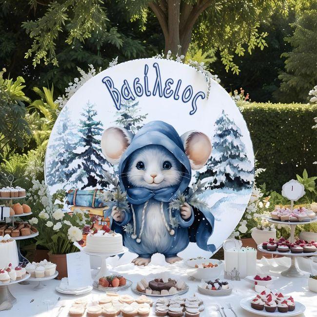 Wooden printed sign,Little winter mouse