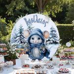 Wooden printed sign,Little winter mouse