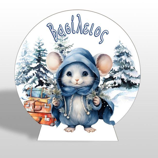 Wooden printed sign,Little winter mouse