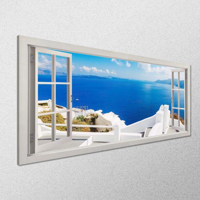 Canvas print Window with view, panoramic
