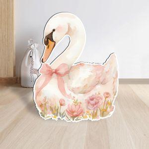 Cute Swan flower, wooden figure printed