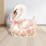 Cute Swan flower, wooden figure printed