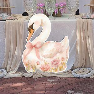 Cute Swan flower, wooden figure printed 2