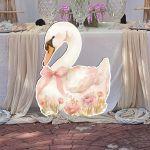 Cute Swan flower, wooden figure printed