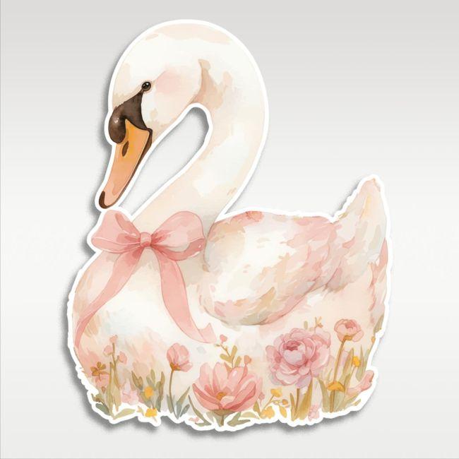 Cute Swan flower, wooden figure printed