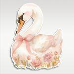 Cute Swan flower, wooden figure printed