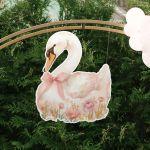 Cute Swan flower, wooden figure printed