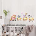 Kids wall stickers Watercolor train jungle animals