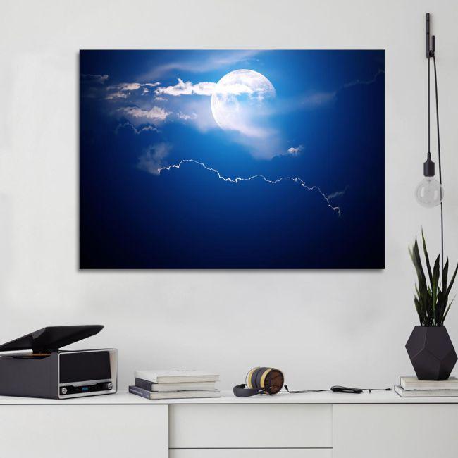 Πίνακας σε καμβά Σελήνη, Moon behind clouds