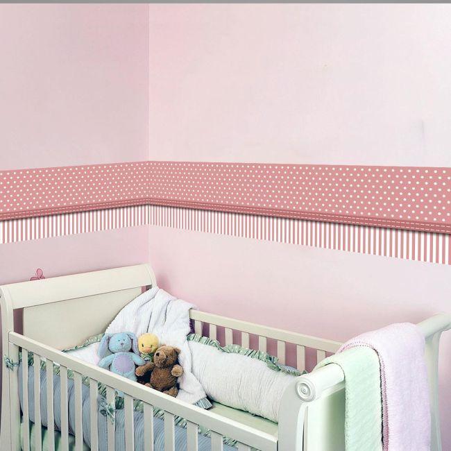 Μπορντούρα αυτοκόλλητο τοίχου, Πουά και ρίγες girly