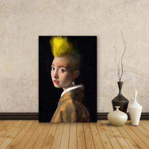 Canvas print Girl with pearl earring reart, (Original Vermeer J)