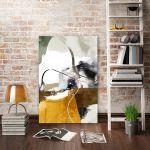 Canvas print Abstract Green, orange, black