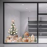 Chrsitmas sticker Tree, gifts and festive houses