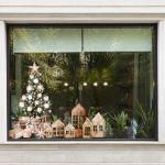 Chrsitmas sticker Tree, gifts and festive houses