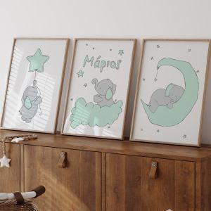 Kids canvas print Elephant,3 panels