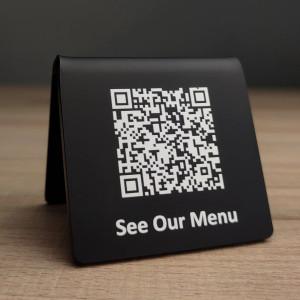 Plexiglass black stand, scan for menu
