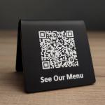 Plexiglass black stand, scan for menu
