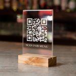 Plexiglass διάφανο, QR κωδικός άσπρος, Scan for menu