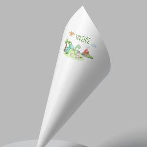 Paper candy cones Cute Dinos, personalized