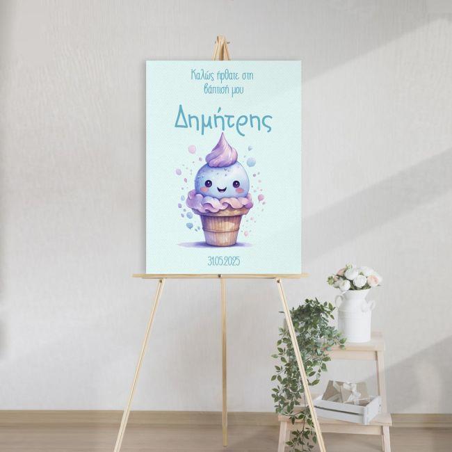 Canvas print baptism, Cup cake boy