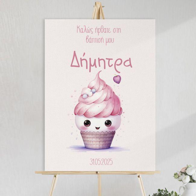 Canvas print baptism, Cup cake girl