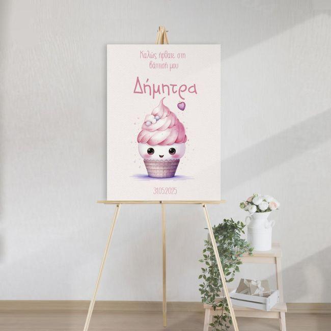 Canvas print baptism, Cup cake girl