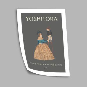 American woman with child on stilts, Yoshitora, poster 2