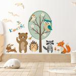 Kids wall stickers Forest animals with name