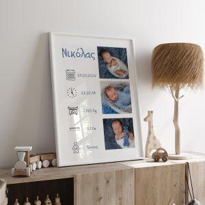 Birthday Posterwith 3 photos blueish