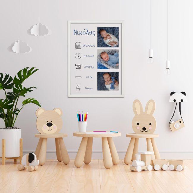 Birthday Posterwith 3 photos blueish