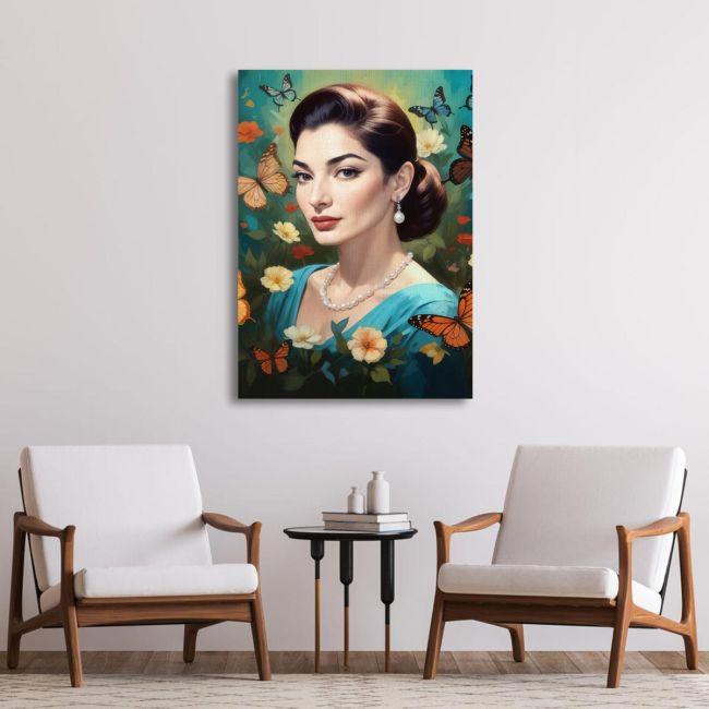 Canvas print Maria Callas with butterflies I