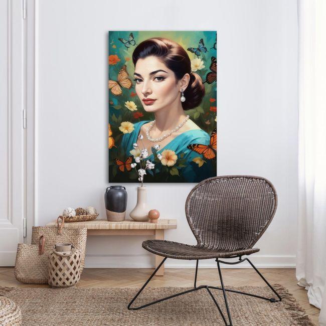 Canvas print Maria Callas with butterflies I